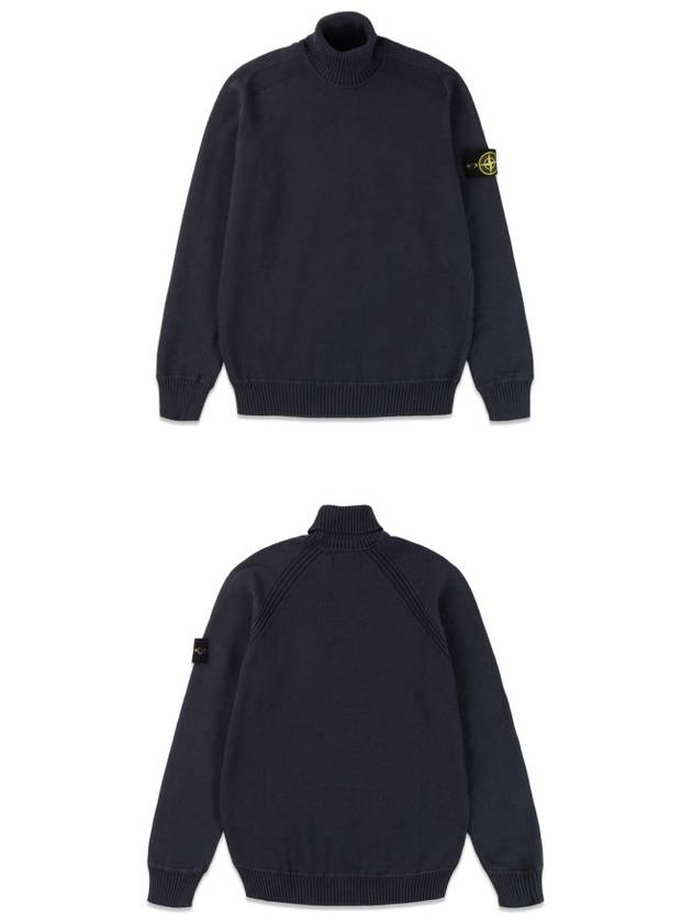 Waffen Patch Cotton Knit Turtleneck Blue - STONE ISLAND - BALAAN 6