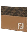 FF square leather card wallet beige - FENDI - BALAAN 3