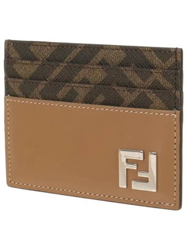 FF square leather card wallet beige - FENDI - BALAAN 3