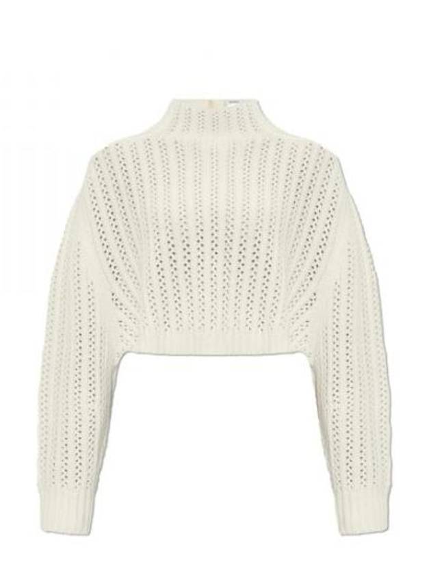 High Neck Back Button Crop Knit Top White - MAX MARA - BALAAN 2