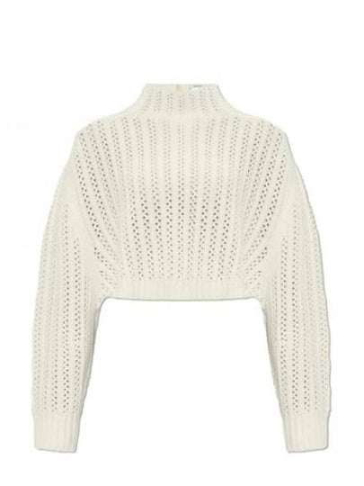 High Neck Back Button Crop Knit Top White - MAX MARA - BALAAN 2