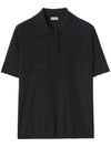 Knitted Wool Short Sleeve Polo Shirt Black - BURBERRY - BALAAN 1