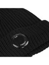 Lens Wappen Extra Fine Merino Wool Beanie Black - CP COMPANY - BALAAN 5