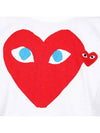 Play Men's Double Blue Eyes Heart Red Wappen Short Sleeve T-Shirt White - COMME DES GARCONS - BALAAN 6