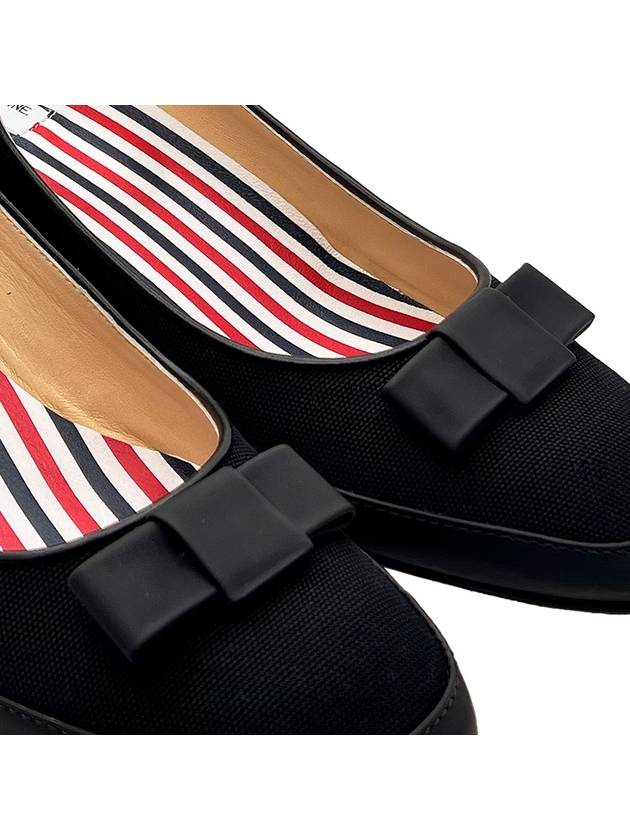 Black Cotton Canvas Tom John Tennis Block Heel FFH218A 05390 001 - THOM BROWNE - BALAAN 8