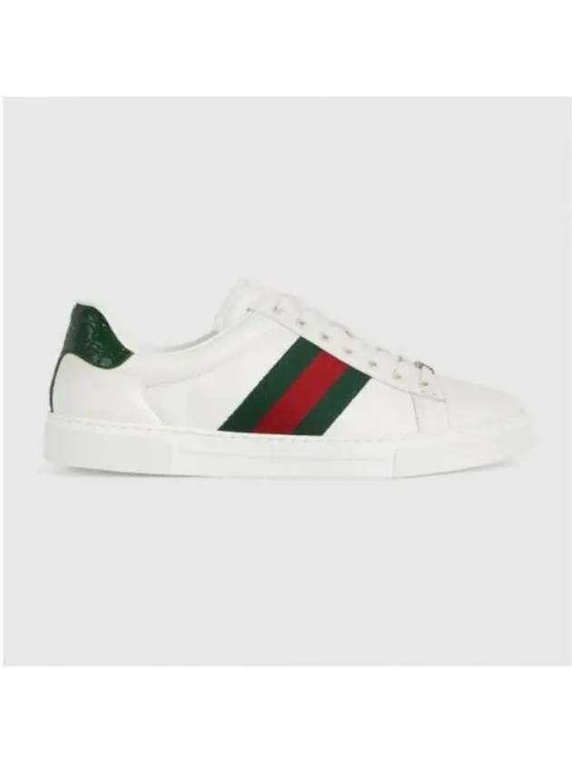 Ace Web Leather Low Top Sneakers White - GUCCI - BALAAN 2