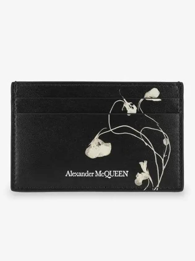 Floral Print Card Wallet Black - ALEXANDER MCQUEEN - BALAAN 2