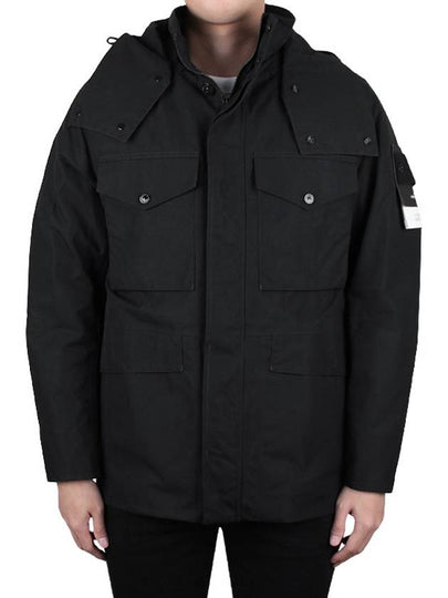 Men's Wappen Patch Ghost Piece Zip-Up Jacket Black - STONE ISLAND - BALAAN 2