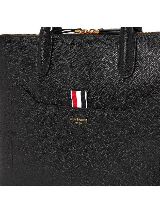 Pebble Grain Leather Slim Briefcase Black - THOM BROWNE - BALAAN 8