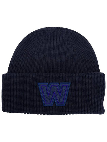 Alben Logo Virgin Wool Beanie Navy - MAX MARA - BALAAN 1