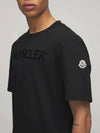 Wappen Logo Sleeve Flock Text Black Short T Shirt 8C00042 8390T 999 - MONCLER - BALAAN 3