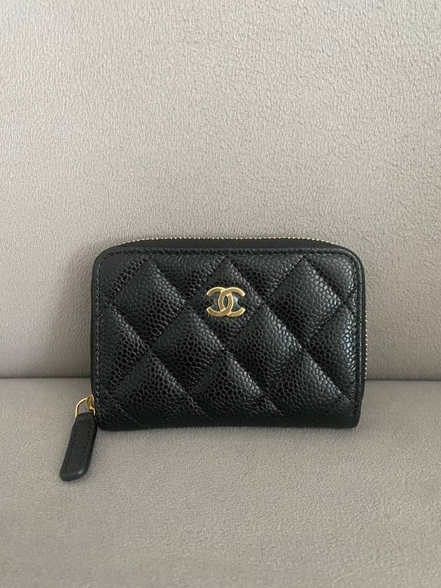 Classic Zipped Coin Purse Grained Calfskin & Gold Black - CHANEL - BALAAN 3