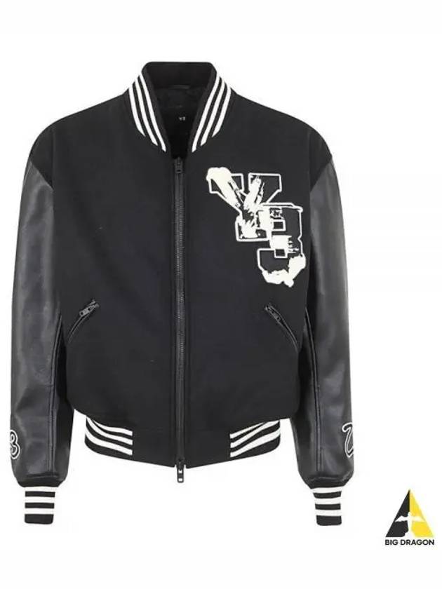 Letterman Striped Bomber Jacket Black - Y-3 - BALAAN 2