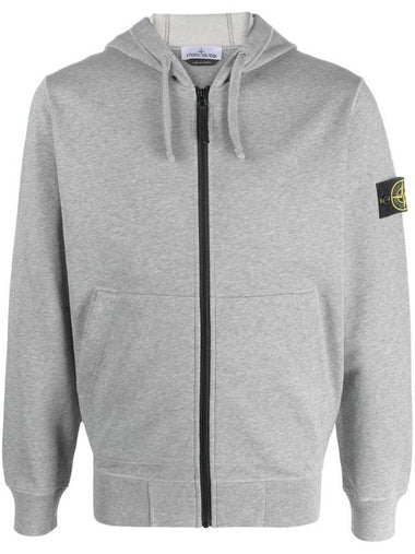 Men Wappen Cotton Fleece Hooded Zip Up Dust Melange - STONE ISLAND - BALAAN 1