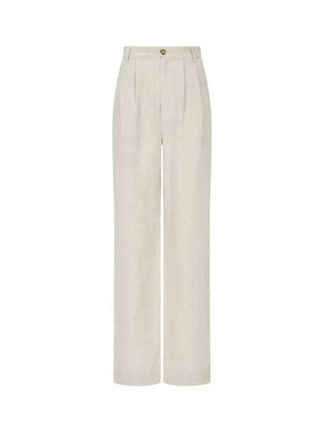 Wearing Two Tuck Wide Linen Pants Oatmeal - REFORMATION - BALAAN 1