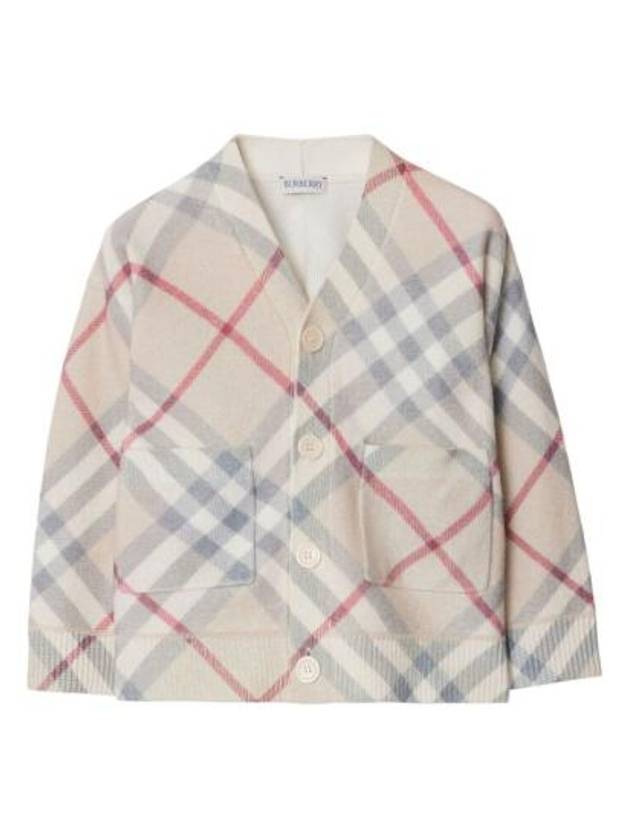 Kids Check Wool Cardigan Pale Stone - BURBERRY - BALAAN 1