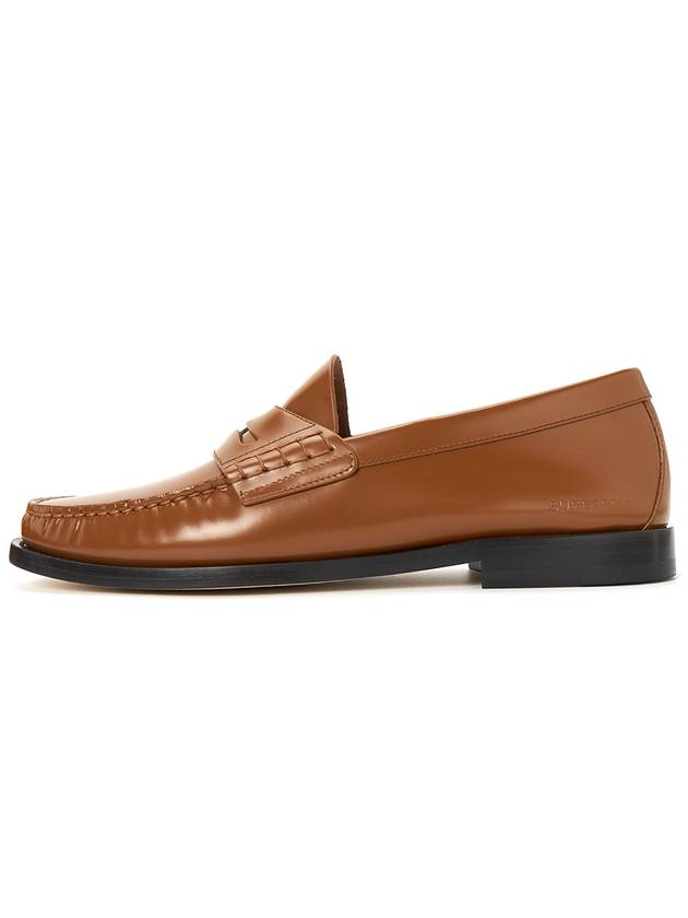 Coin Detail Leather Penny Loafers Warm Oak Brown - BURBERRY - BALAAN 5