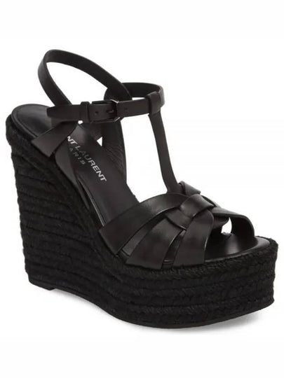 Tribute Espadrille Wedge Heel Black - SAINT LAURENT - BALAAN 2