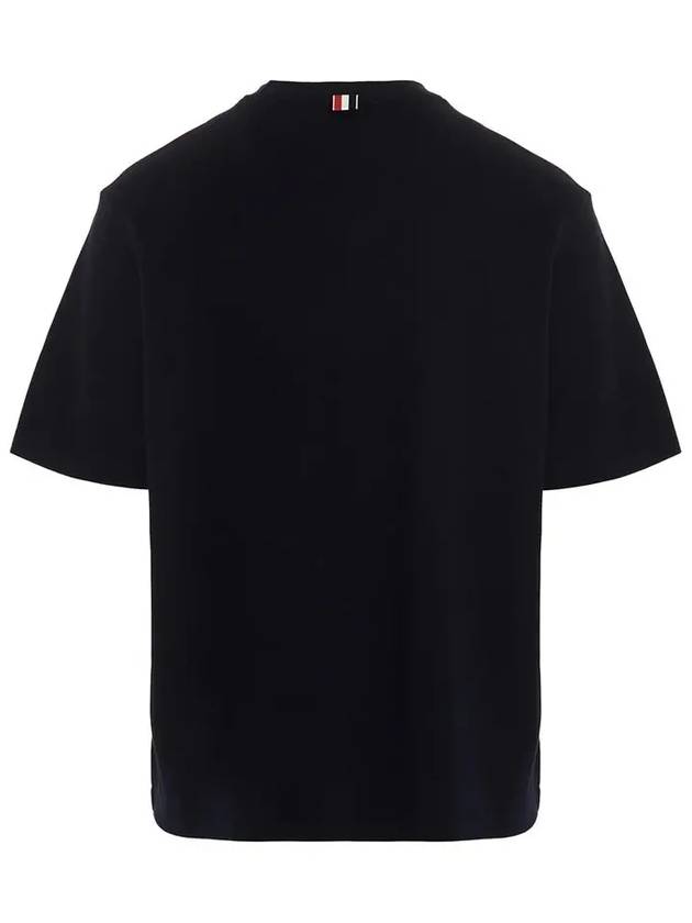 Cotton Oversized Pocket Short Sleeve T-Shirt Navy - THOM BROWNE - BALAAN 4