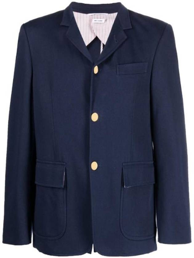 Dyed Gabardine Unconstructed Cotton Jacket Navy - THOM BROWNE - BALAAN 1