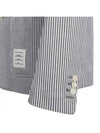 Men's 4 Bar Seesucker Loopback 4 Bar Sack Cardigan Grey - THOM BROWNE - BALAAN 5