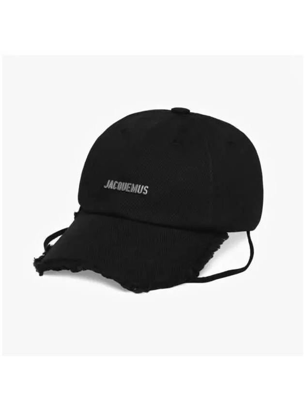 La Casquette Artichaut Fringe Metal Logo Ball Cap Black - JACQUEMUS - BALAAN 4