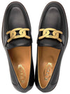 Women's Gold Logo Chain Leather Loafers Black - TOD'S - BALAAN 3