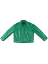 Single Leather Suede Jacket Green - C WEAR BY THE GENIUS - BALAAN 9