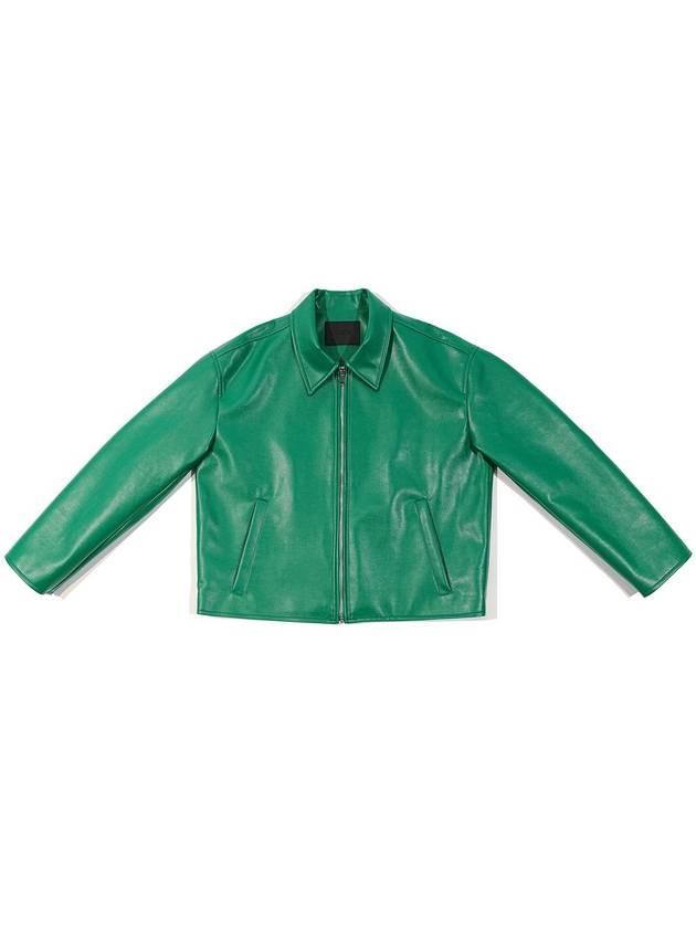 Single Leather Jacket Green - C WEAR BY THE GENIUS - BALAAN 9