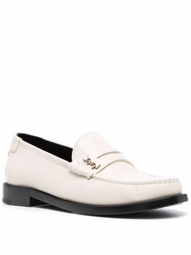 Le Loafer Penny Slippers In Smooth Leather Pearl - SAINT LAURENT - BALAAN 2