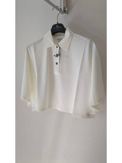 Cropped Short Sleeve Polo Shirt Off White - BOTTEGA VENETA - BALAAN 2