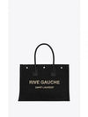 Rive Gauche Raffia Leather Small Tote Bag Black - SAINT LAURENT - BALAAN 2