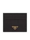 Saffiano Leather Triangle Logo Card Wallet Black Gold - PRADA - BALAAN 2