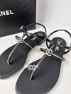 CC logo crystal strap sandals black - CHANEL - BALAAN 3