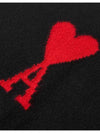 Big Heart Logo Oversized Intarsia Knit Top Black - AMI - BALAAN 6