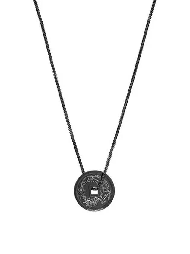 Key Basics Pendant Stainless Steel Necklace Black - EMPORIO ARMANI - BALAAN 2