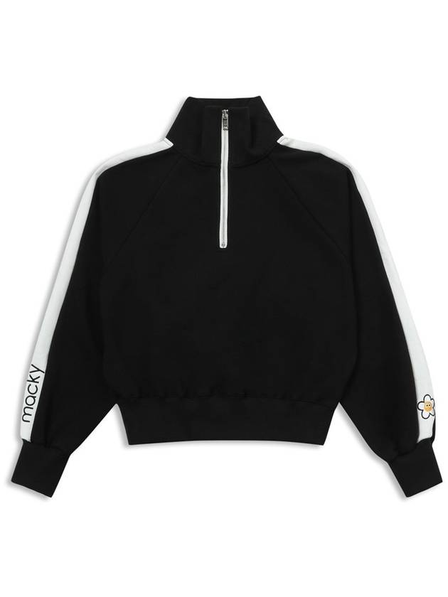 Karina color combination zip-up sweatshirt zip-up long-sleeved T-shirt black MCSS24TS9BK - MACKY - BALAAN 2