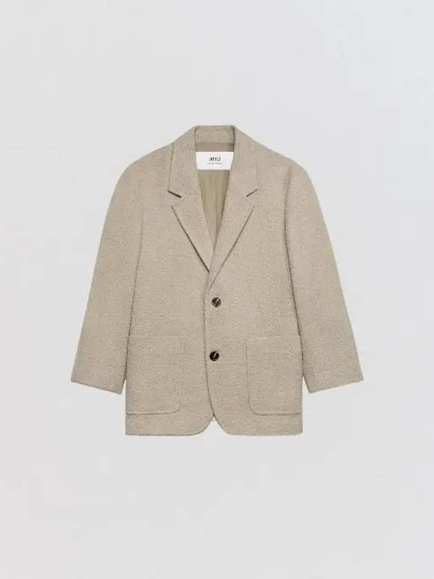 Single Breasted Oversized Fit Blazer Jacket Beige - AMI - BALAAN 4