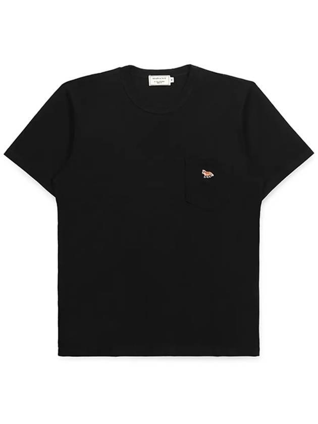 Baby Fox Patch Pocket Short Sleeve T-Shirt Black - MAISON KITSUNE - BALAAN 5