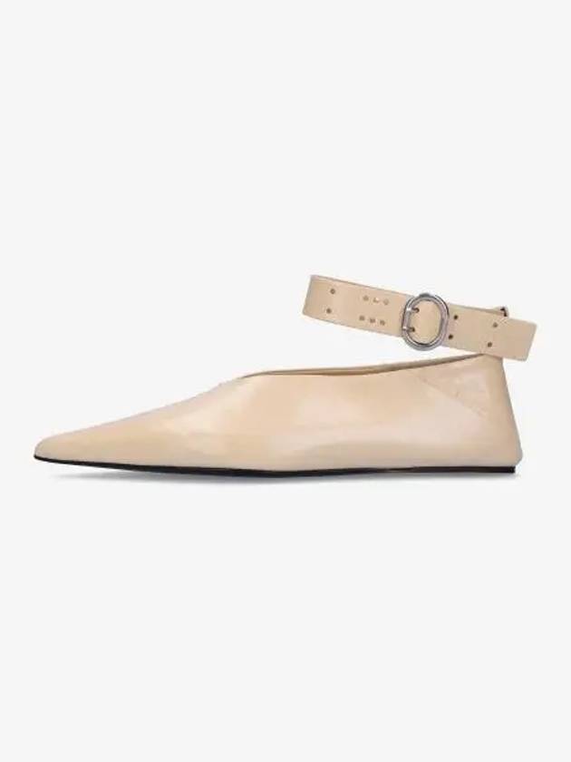 Ankle Strap Leather Ballerina Flats Beige - JIL SANDER - BALAAN 2