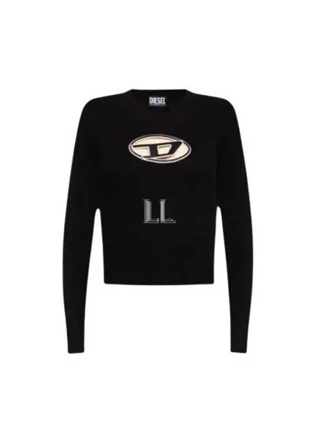 M-Areesa Jumper Embroidered Cut-Out Logo Knit Top Black - DIESEL - BALAAN 2