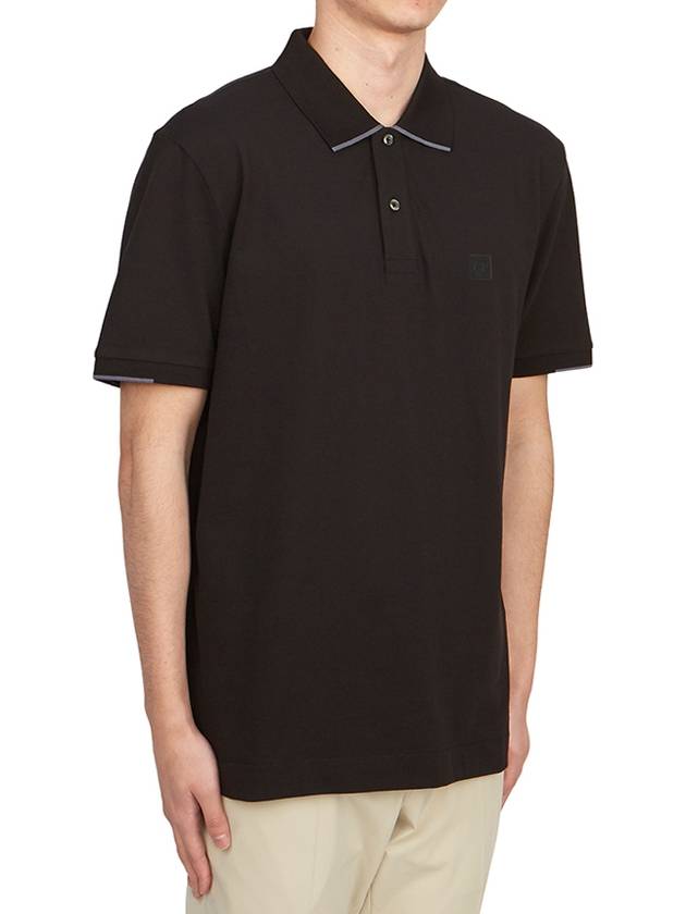 Men's Logo Patch Short Sleeve Polo Shirt Black - CP COMPANY - BALAAN 4