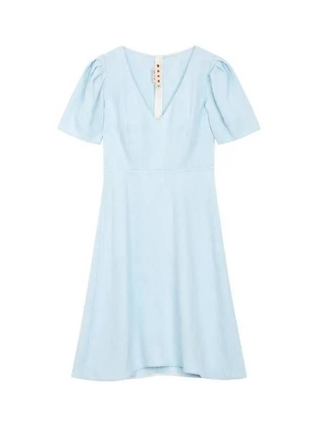 Flower jacquard rayon dress light blue - MARNI - BALAAN 1