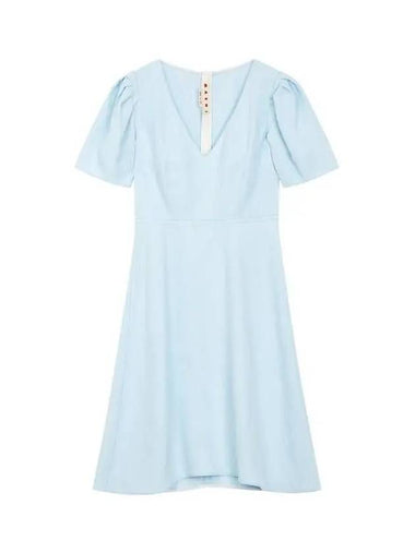 Flower jacquard rayon dress light blue - MARNI - BALAAN 1