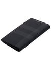 Logo Checked Leather Long Wallet Charcoal - BURBERRY - BALAAN 5