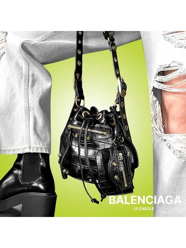 Le Cagole XS Leather Bucket Bag Black - BALENCIAGA - BALAAN 8