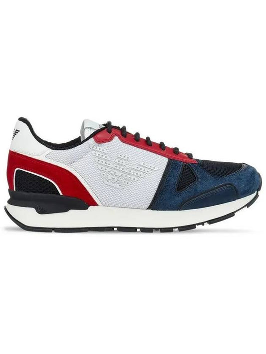 Men s Punching Logo Mesh Sneakers Navy - EMPORIO ARMANI - BALAAN 1