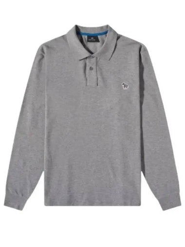 Zebra Patch Long Sleeve Polo Shirt Grey - PAUL SMITH - BALAAN 1