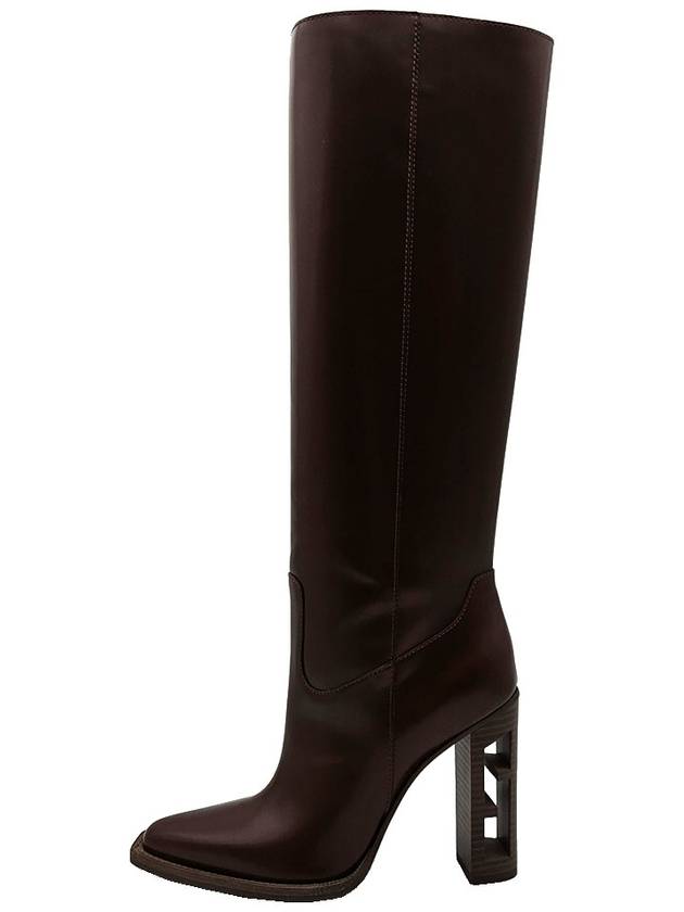 Fendi brown baguette cut leather long boots 38 - FENDI - BALAAN 5