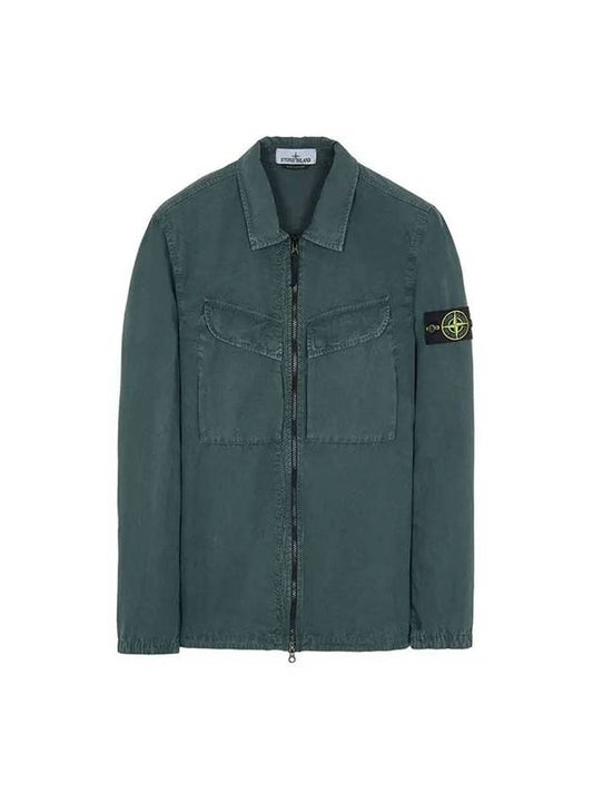 Wappen Patch Old Effect Zip-Up Jacket Dark Green - STONE ISLAND - BALAAN 1